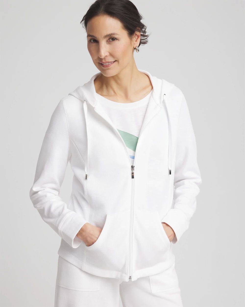 【爆買い！】 Zip-Front Slub Beach Zenergy® Hoodie Chico's | 着せ替え服・アウトフィット